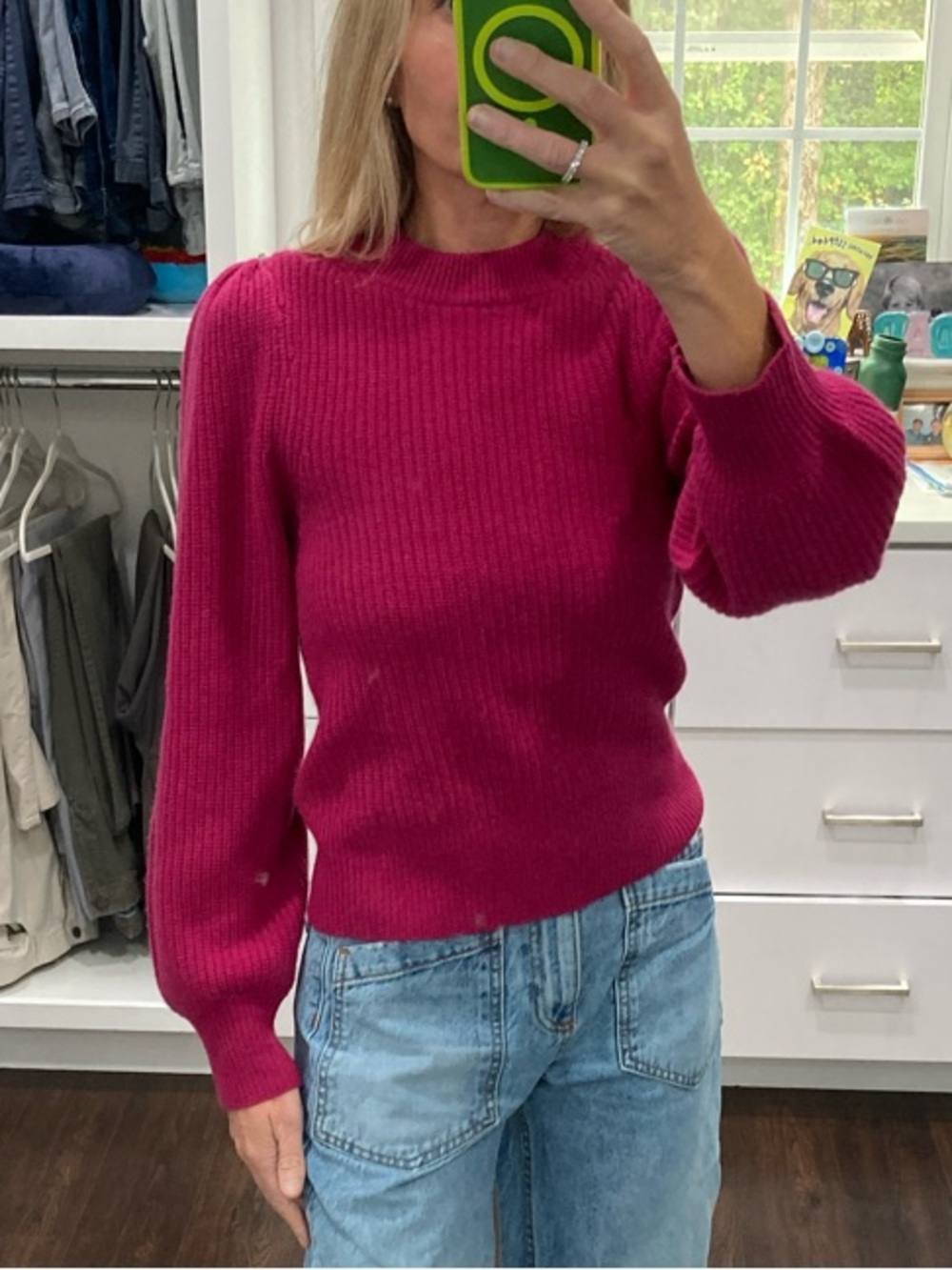 J. Crew Cashmere Magenta Ribbed Knit Sweater XS